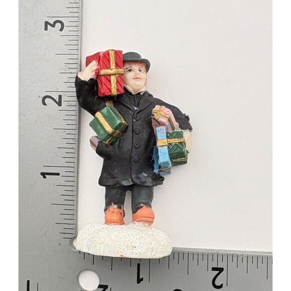 Vintage Christmas Village Figurine Man Holding Gifts Dad Last Minute Shopping - Picture 3 of 7